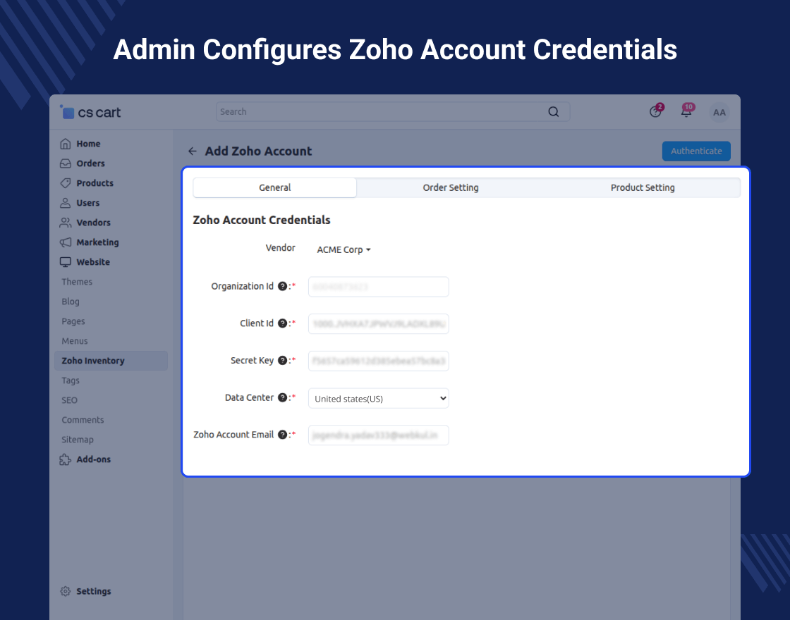 CS-Cart Zoho Inventory Integration