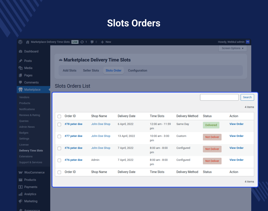 WooCommerce Marketplace Delivery Date Time Slots