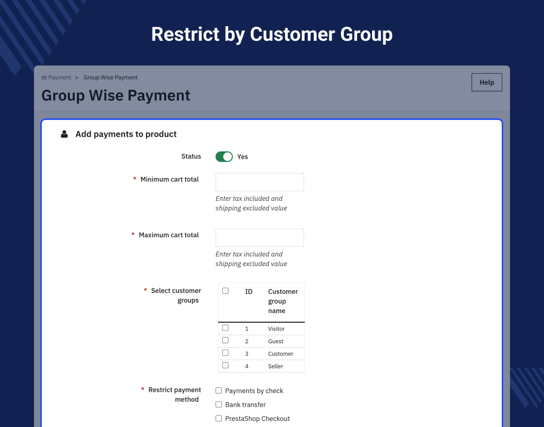 Prestashop Advanced Restrict Payment Methods Pro