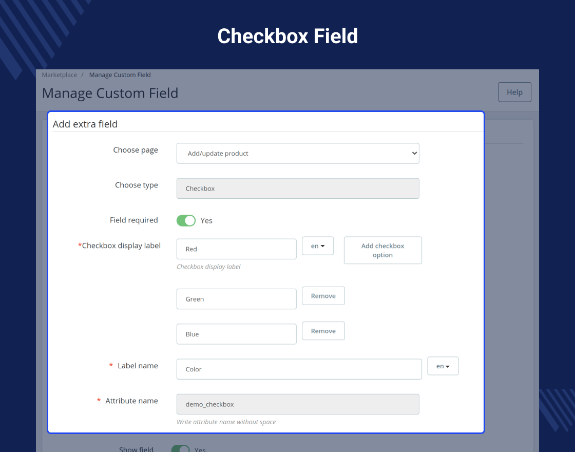 Prestashop Marketplace Custom Field 