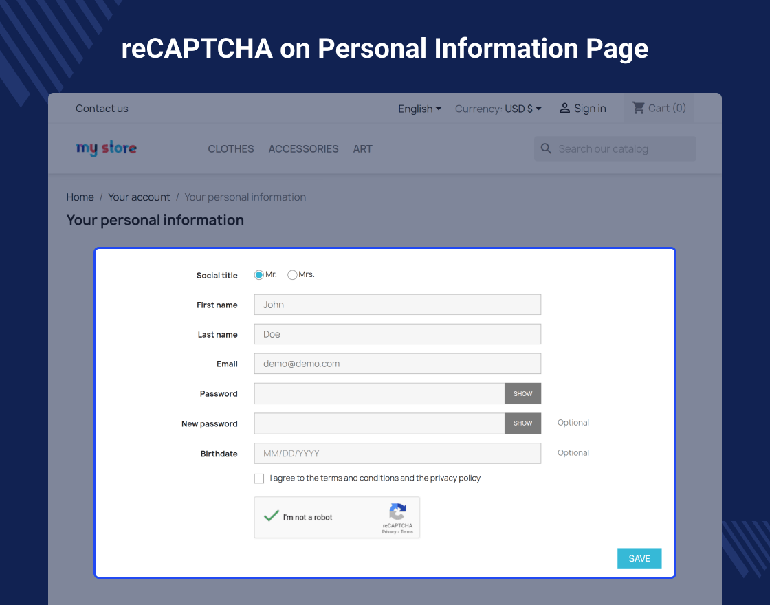 PrestaShop Google ReCaptcha