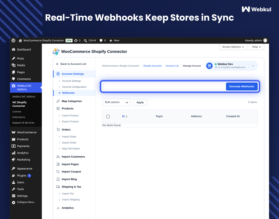 Shopify Connector for WooCommerce