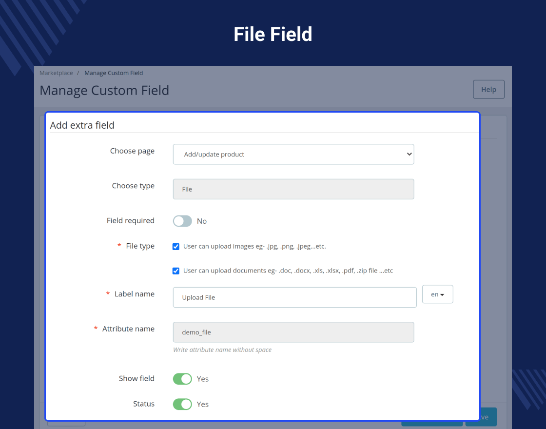 Prestashop Marketplace Custom Field 