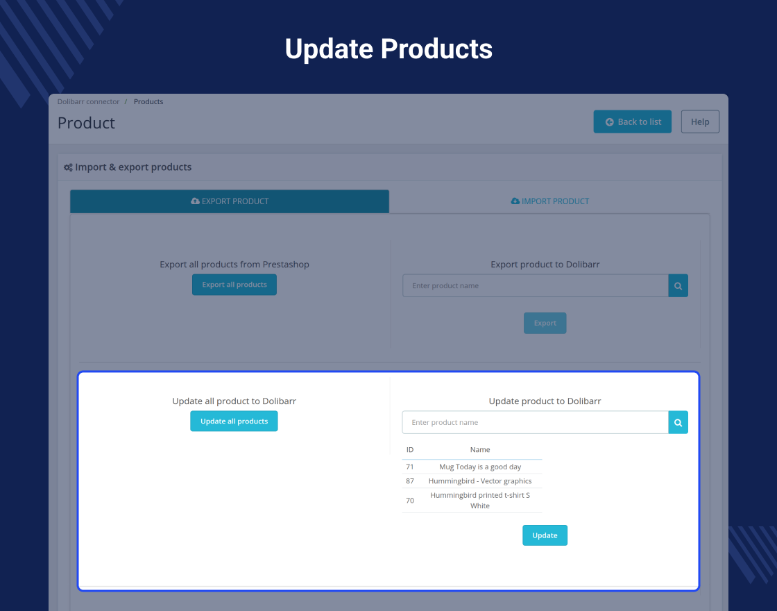 PrestaShop Dolibarr Connector