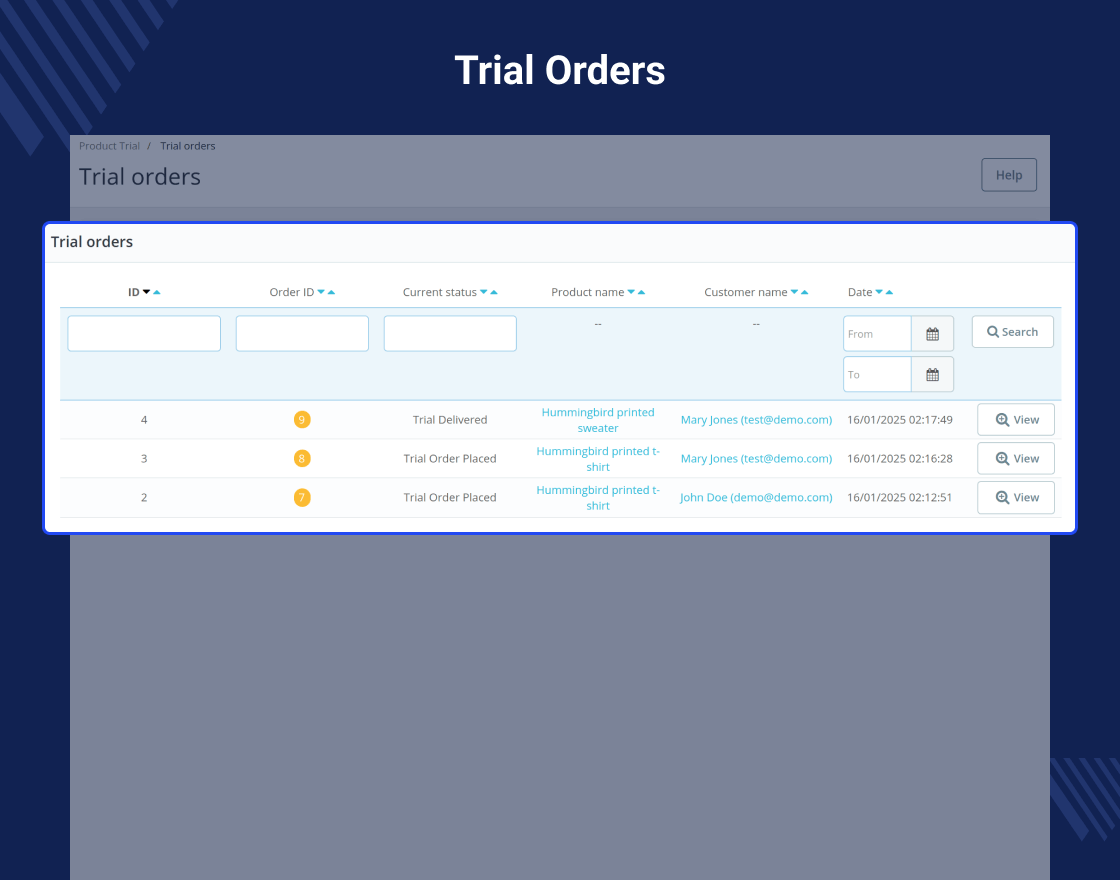 Prestashop Product Trial