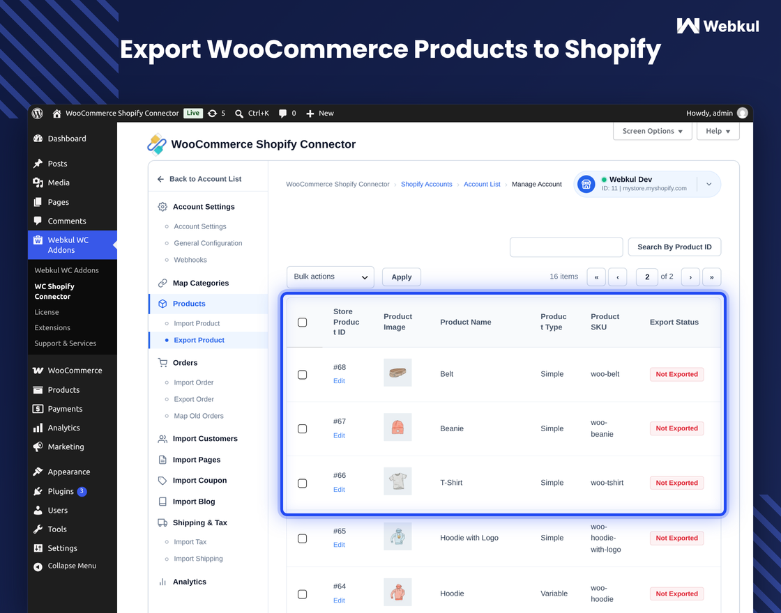 Shopify Connector for WooCommerce