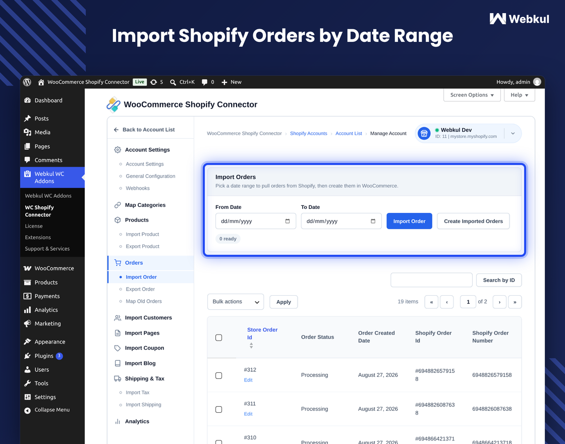 Shopify Connector for WooCommerce