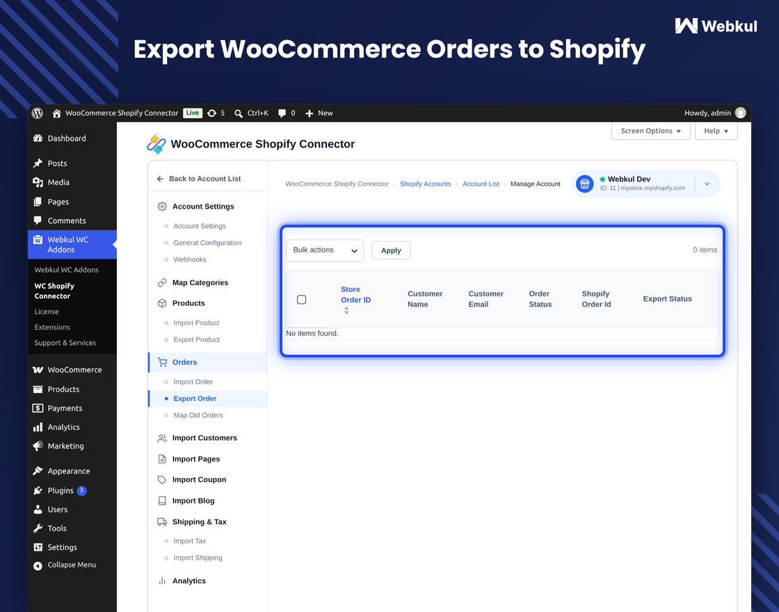 Shopify Connector for WooCommerce