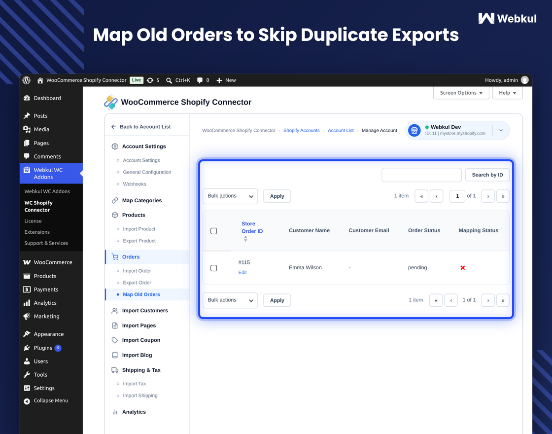 Shopify Connector for WooCommerce