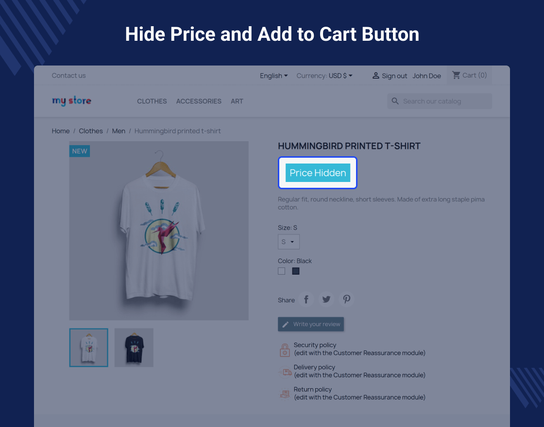 Prestashop Hide Price and Add to Cart Button