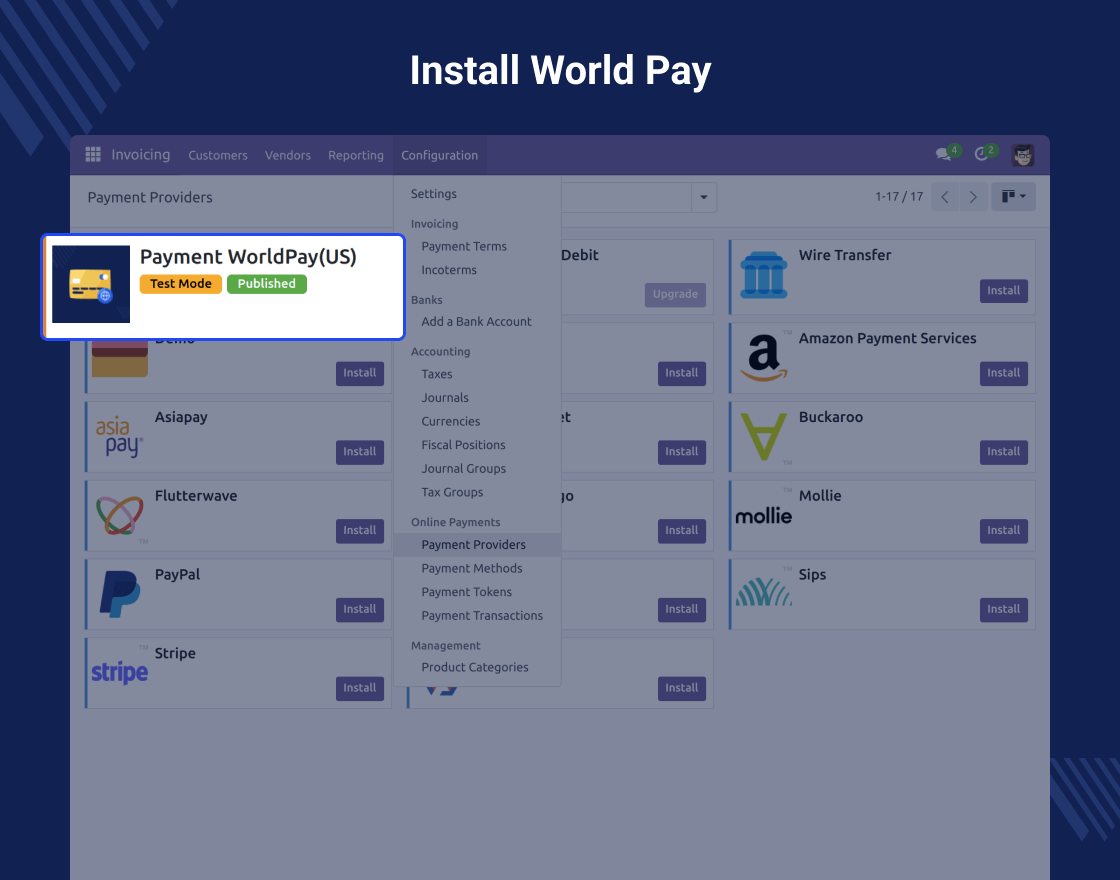 Odoo Worldpay (US) Payment Acquirer