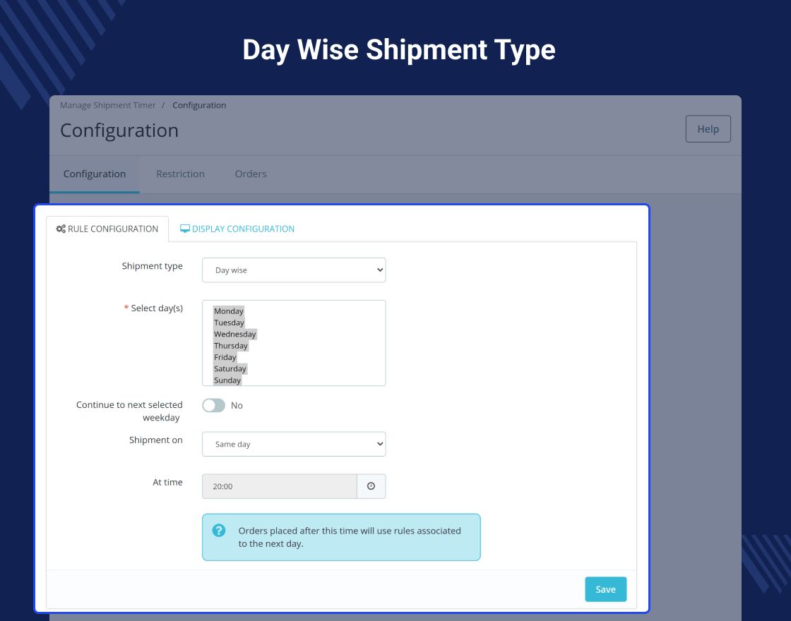 Prestashop Shipment Timer
