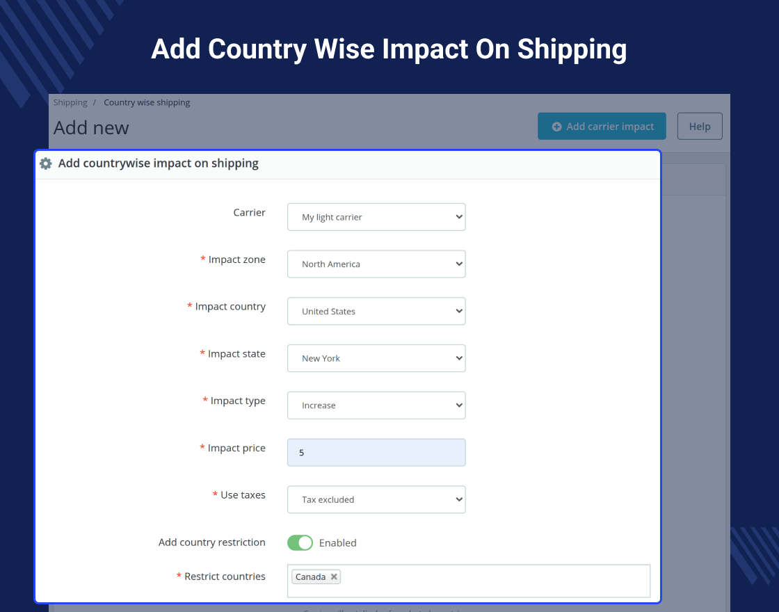 PrestaShop Country Wise Shipping