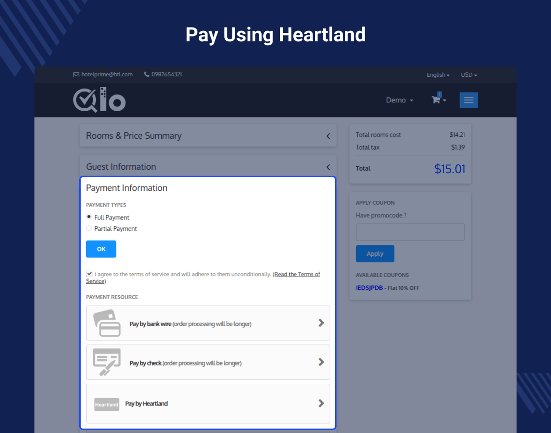 QloApps Heartland Payment Gateway
