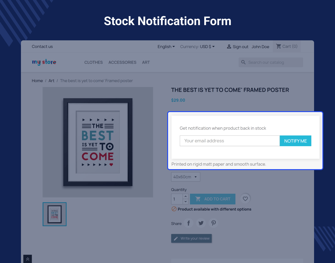 Prestashop Stock Alert | Instock Notifier
