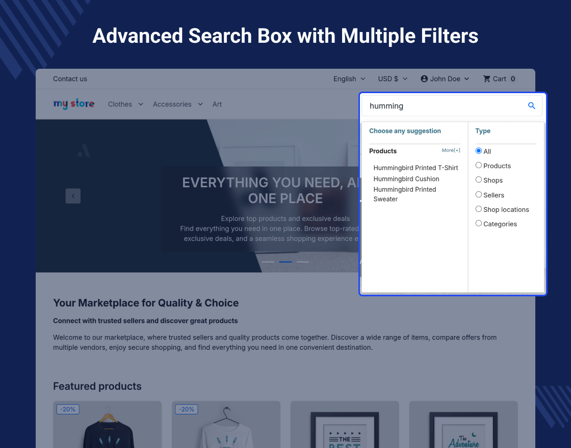 Prestashop Marketplace Advance Search Box