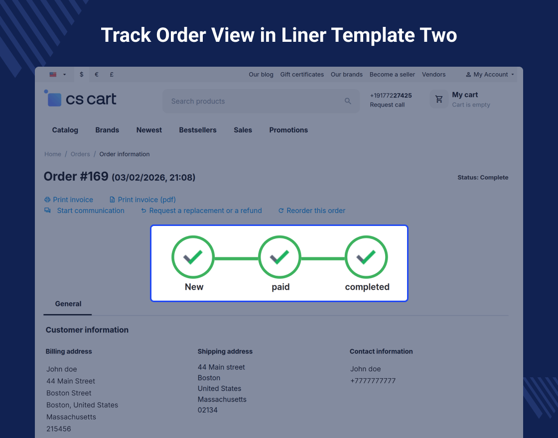 CS-Cart Order Status Tracker