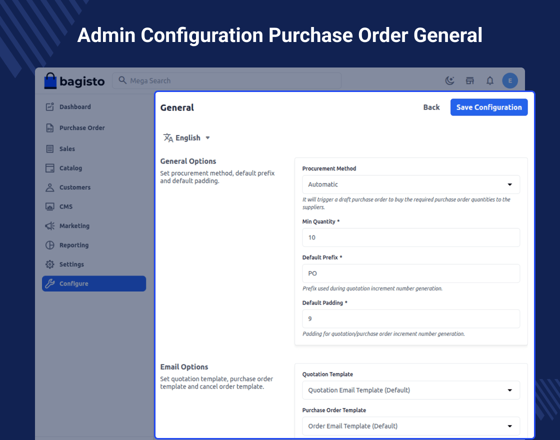 Laravel (Bagisto) Purchase Order Management