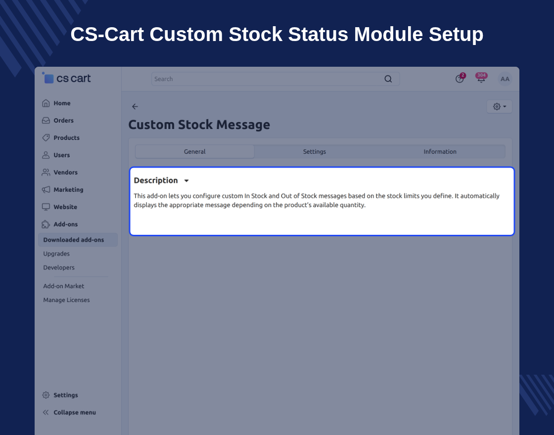 CS-Cart Custom Stock Status