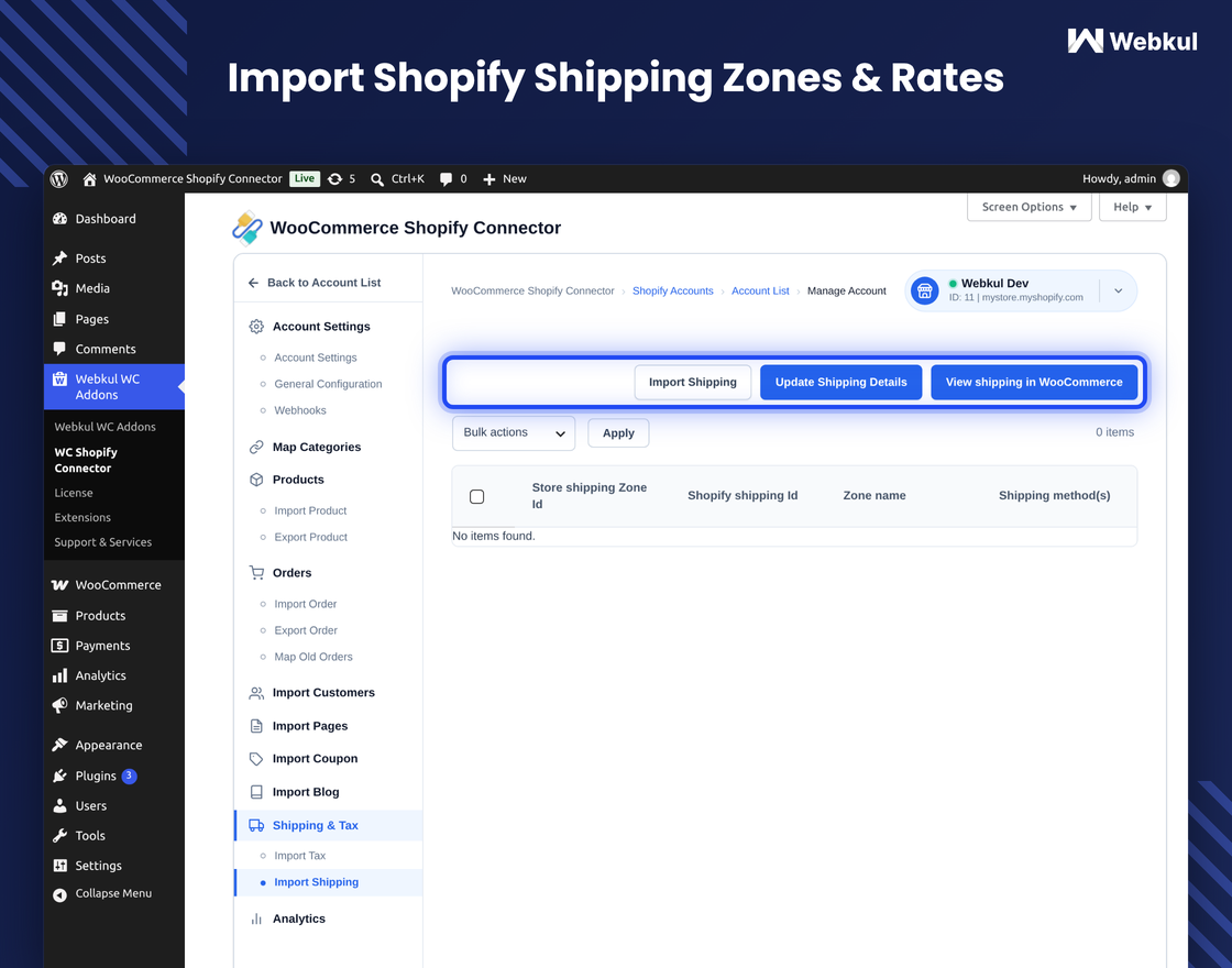 Shopify Connector for WooCommerce