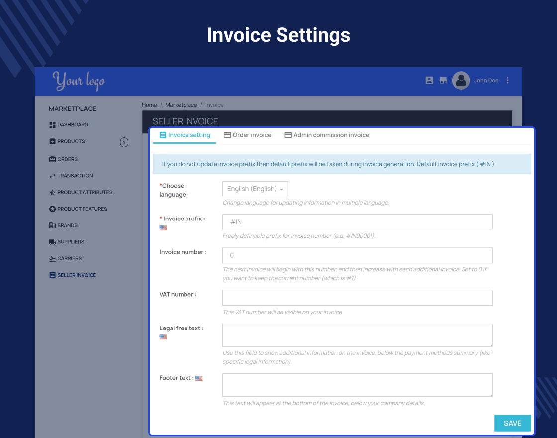 Prestashop Marketplace Seller Invoice