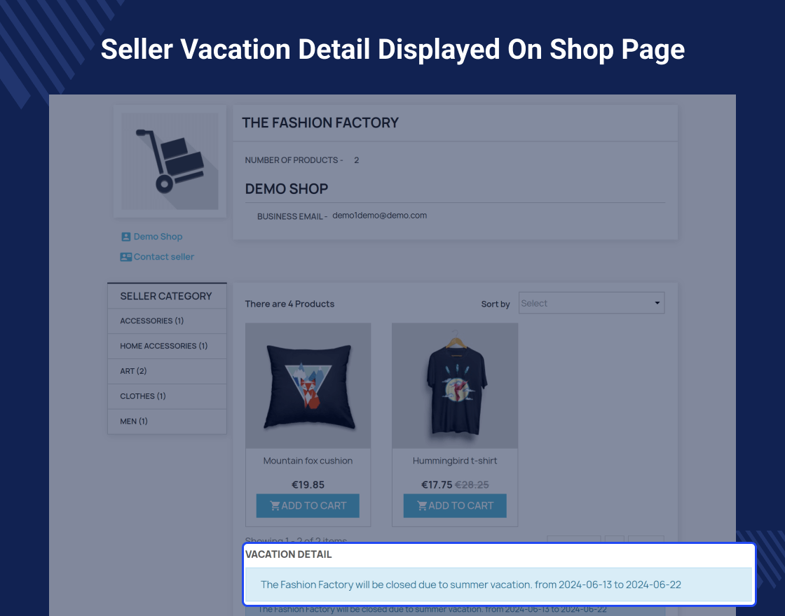 Prestashop Marketplace Seller Vacation