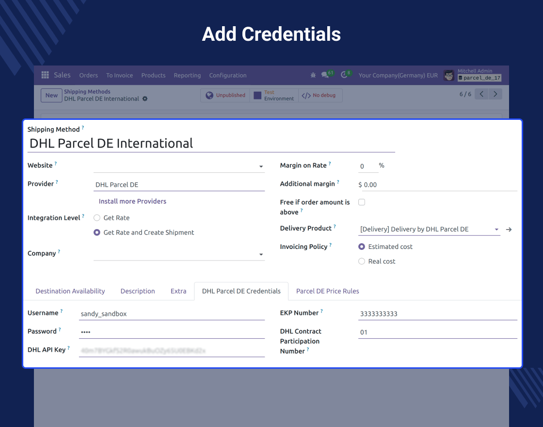 Odoo DHL Parcel DE Shipping/Returns