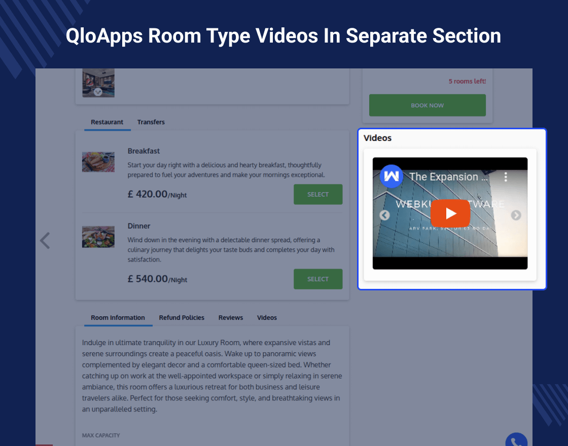 QloApps Room Type Video