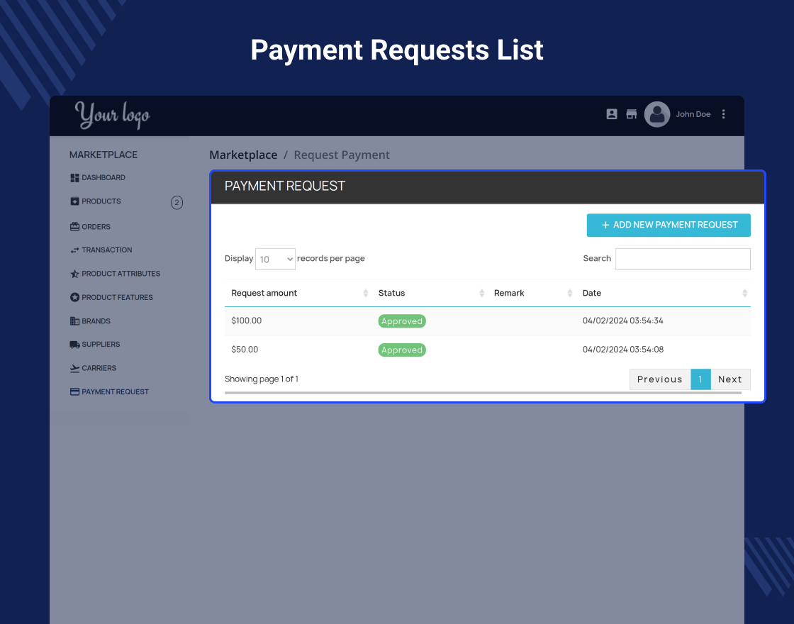 Prestashop Marketplace Seller Payment Request