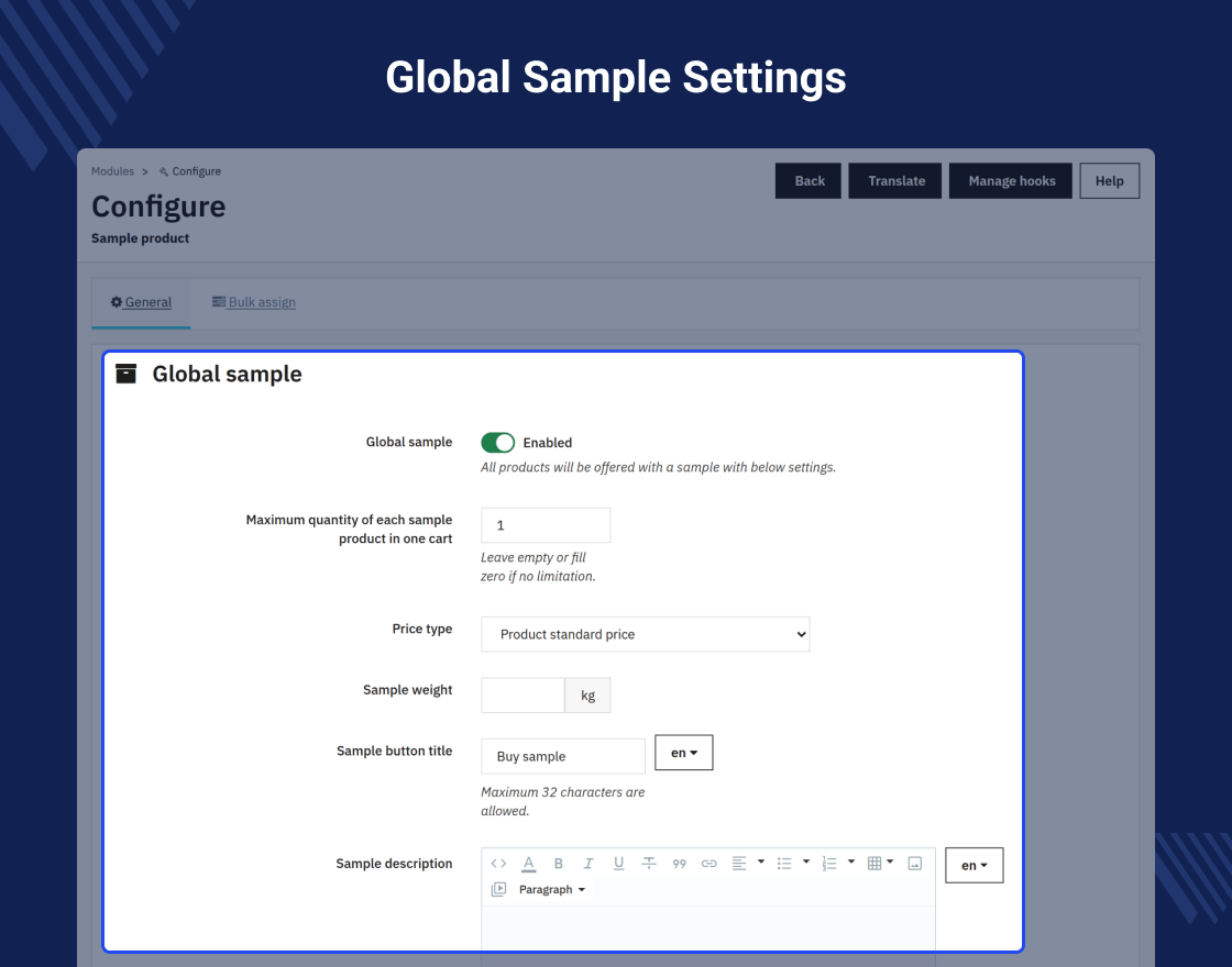 Prestashop Sample Product