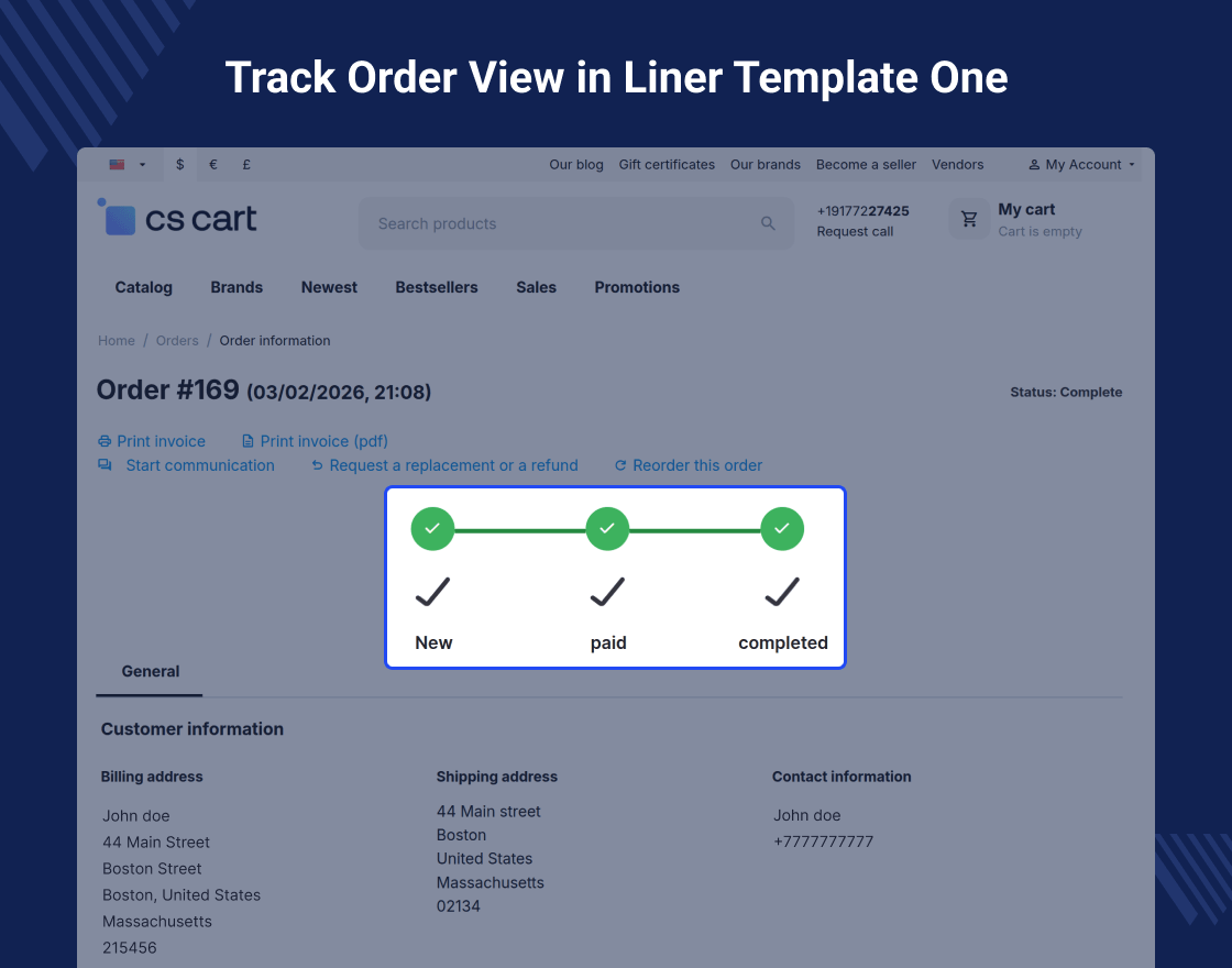 CS-Cart Order Status Tracker
