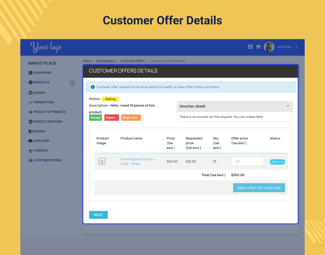 PrestaShop Marketplace Make an Offer