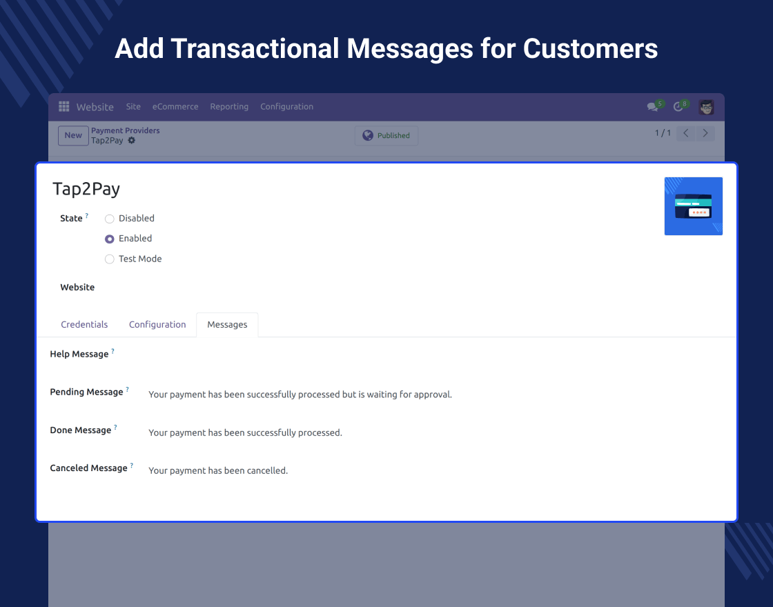 Odoo Tap2Pay Payment Acquirer