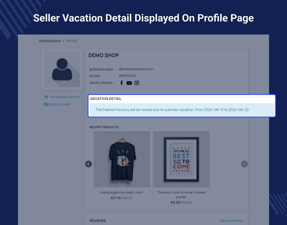 Prestashop Marketplace Seller Vacation
