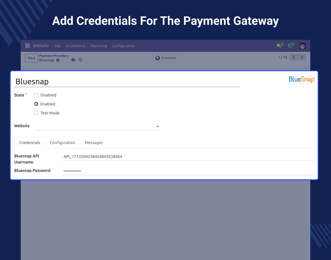 Odoo BlueSnap Payment Acquirer