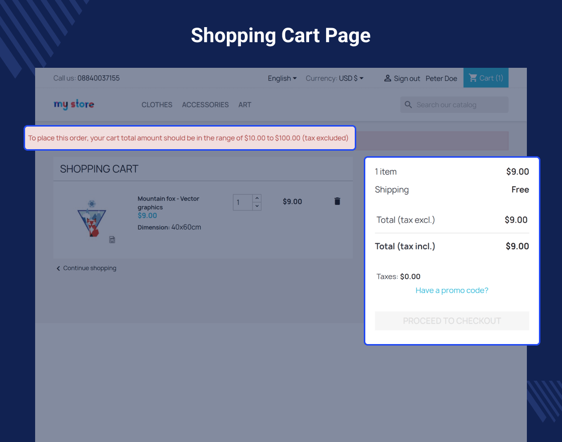 PrestaShop Set Minimum and Maximum Order Value