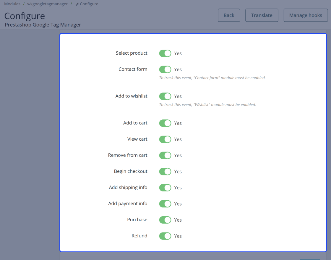 Prestashop Google Tag Manager