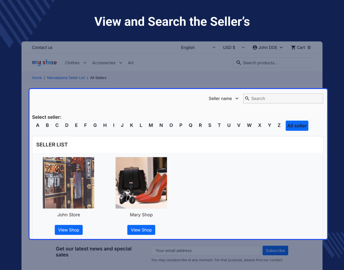 Prestashop Marketplace Seller List