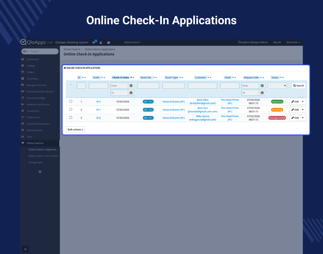 QloApps Online Check-in