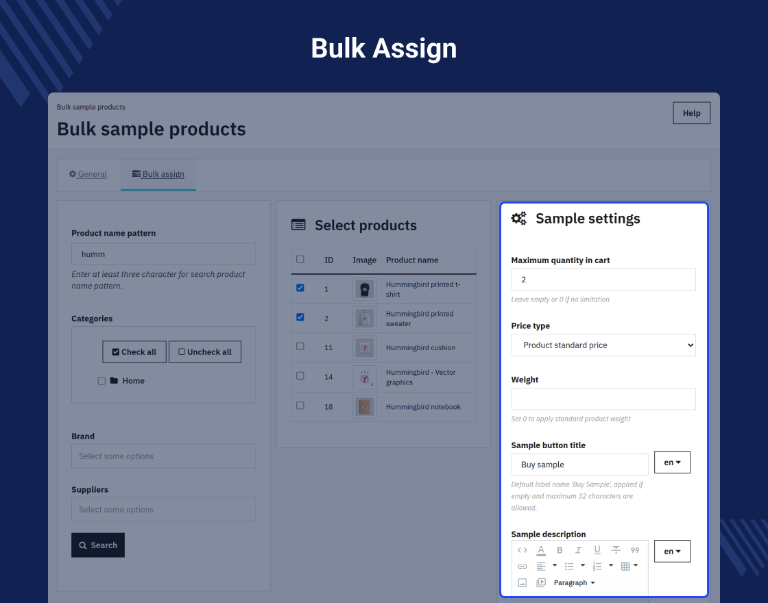 Prestashop Sample Product