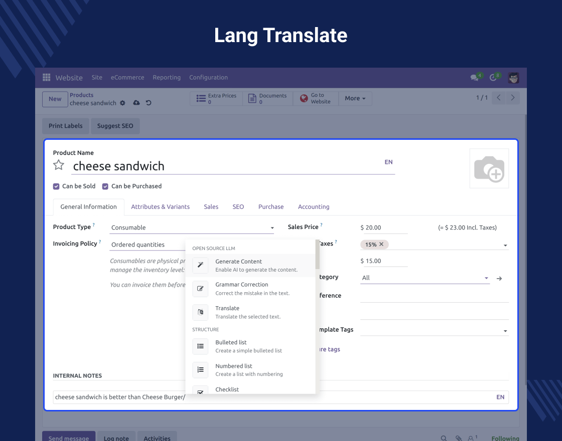 Odoo AI Engine (LLM)