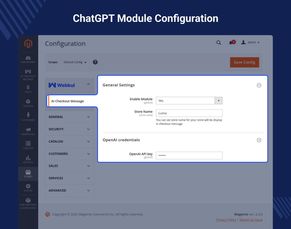 Magento 2 ChatGPT Checkout Message
