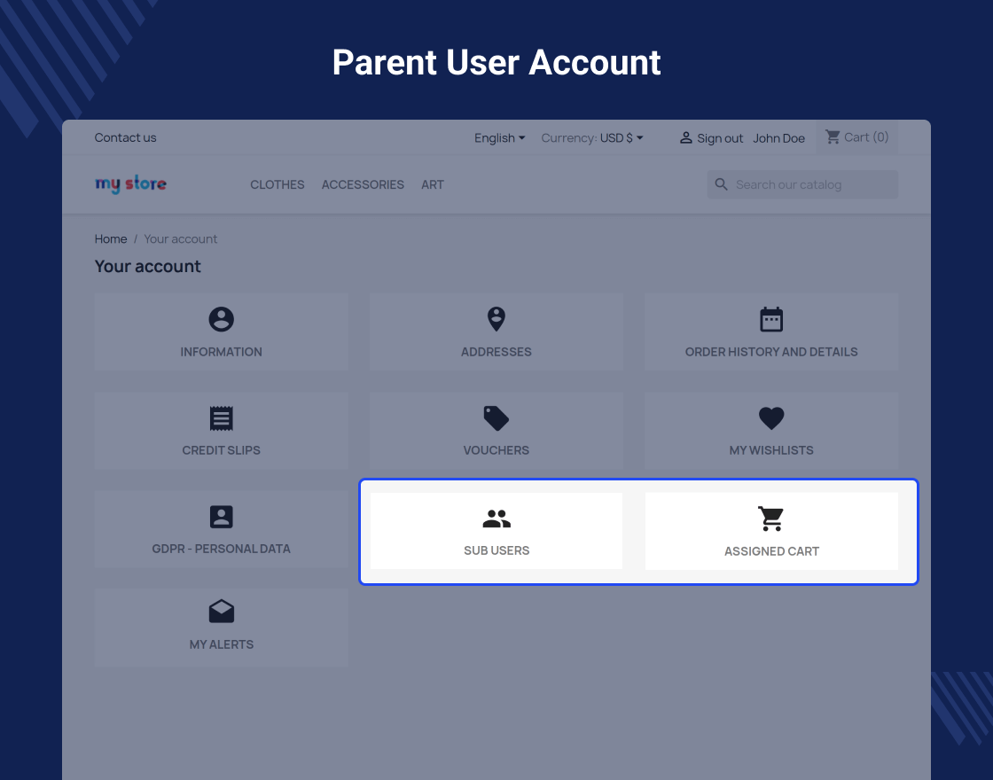 PrestaShop Add Sub-User Account for Buying