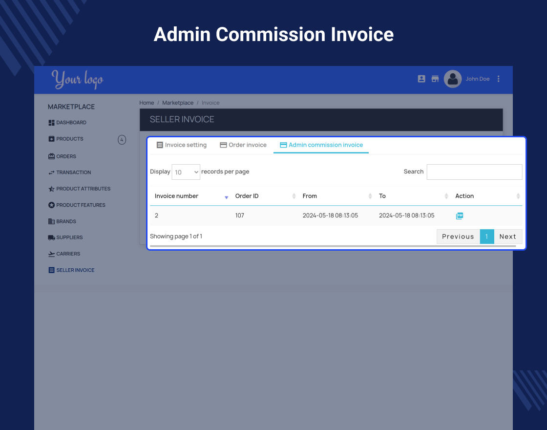 Prestashop Marketplace Seller Invoice