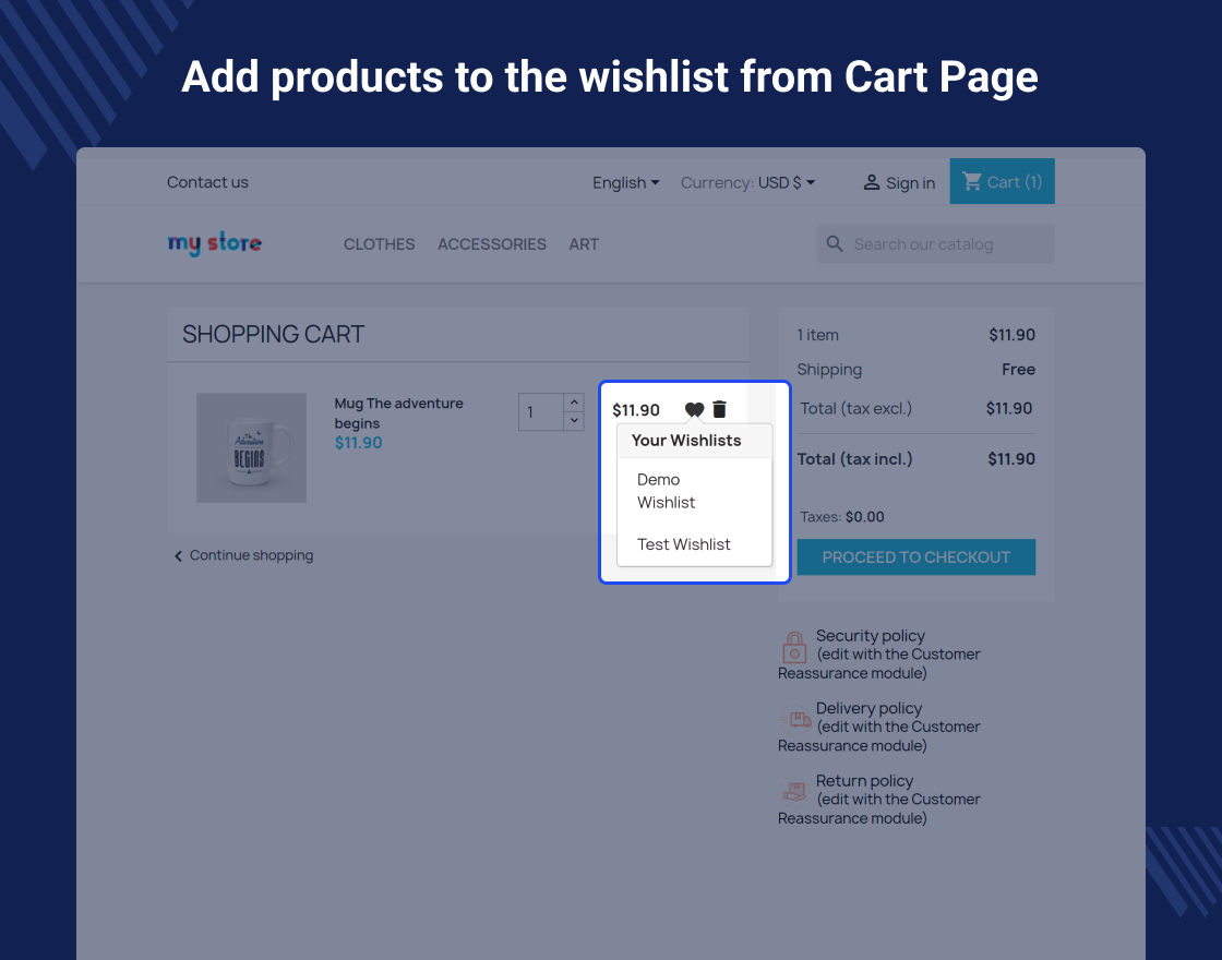 PrestaShop Product Wishlist