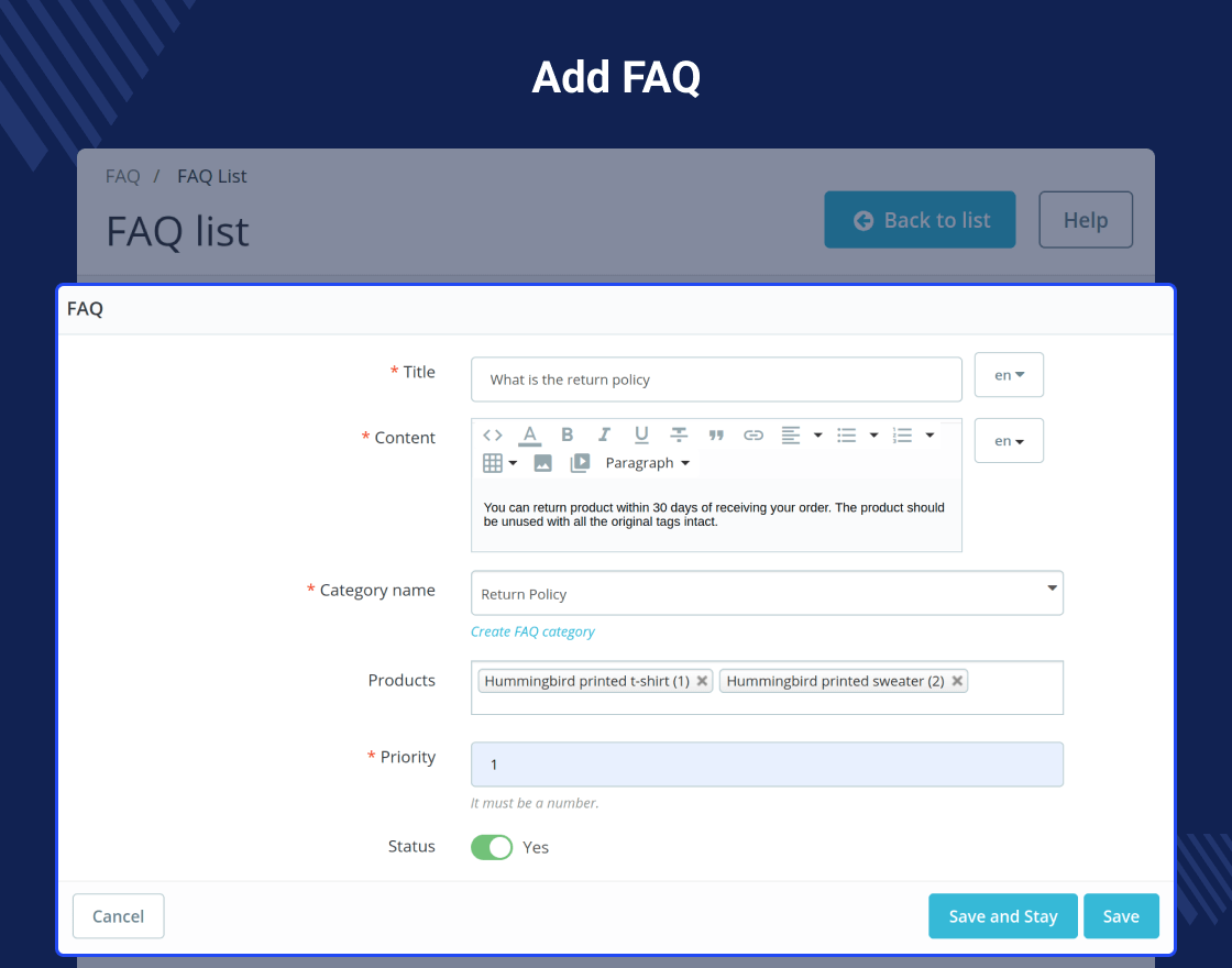 Prestashop Product FAQ 