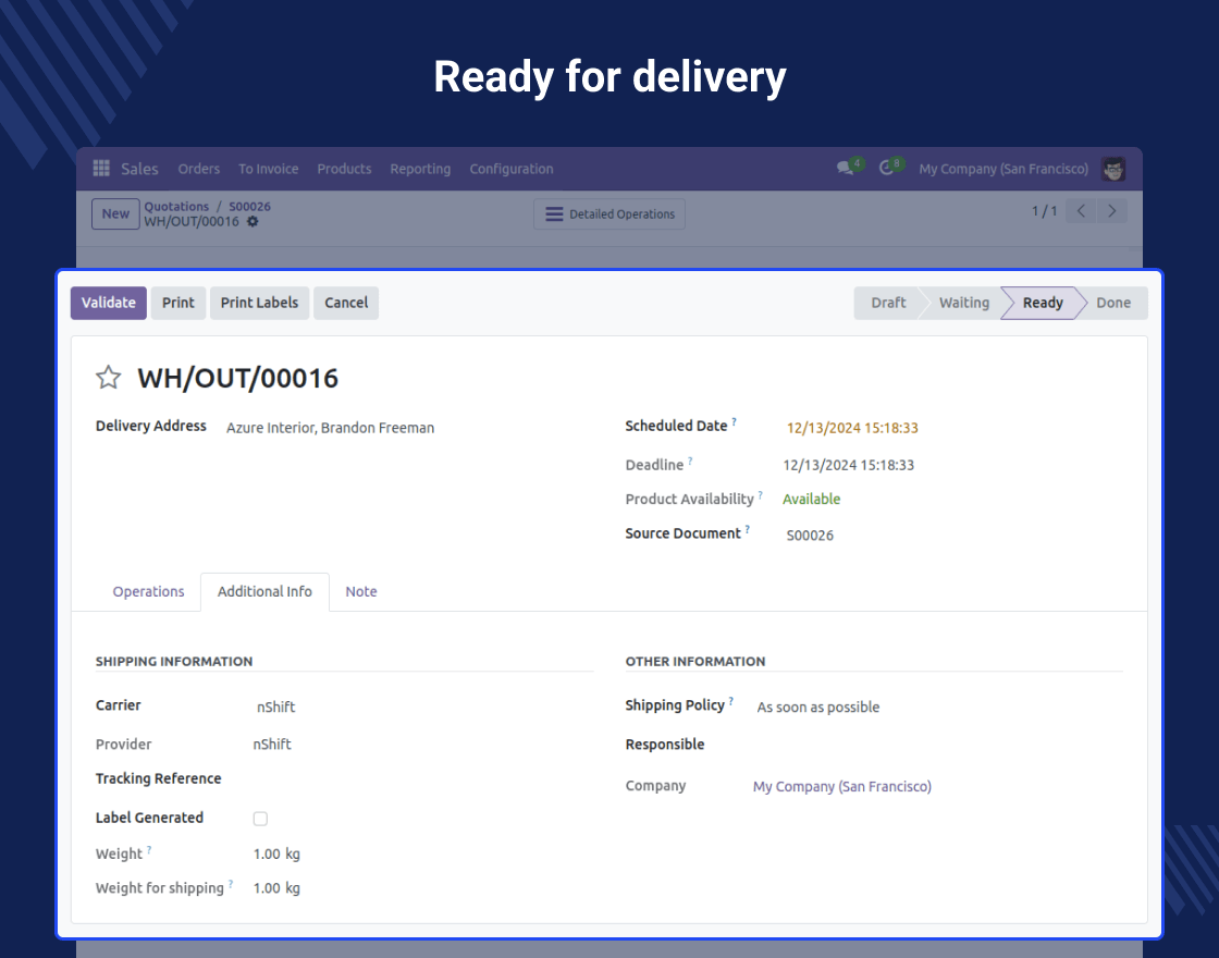 Odoo nShift Delivery Carrier 