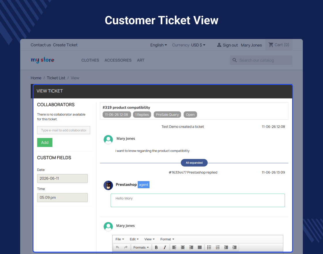 UVdesk Prestashop Free Helpdesk Ticket System 