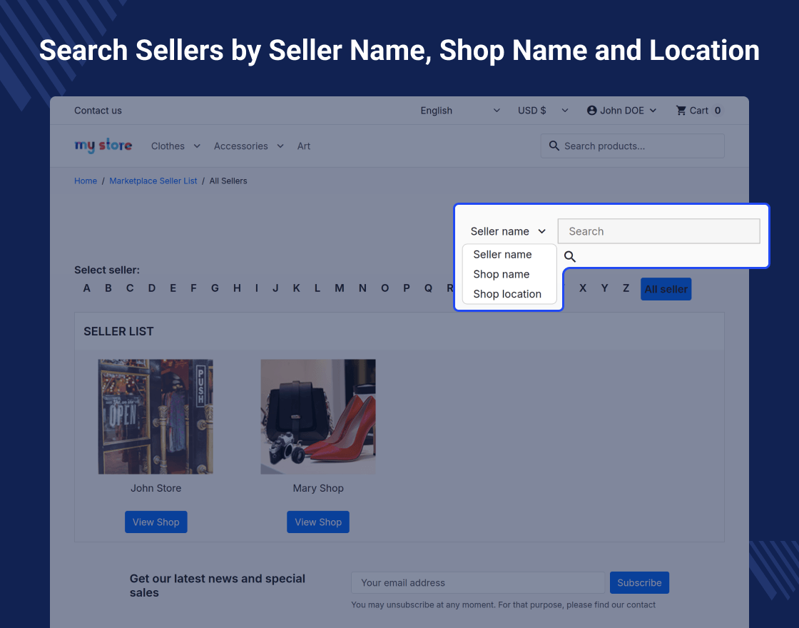Prestashop Marketplace Seller List