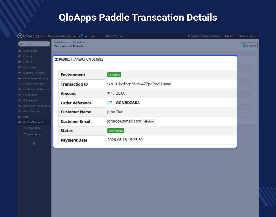 QloaApps Paddle Payment Gateway